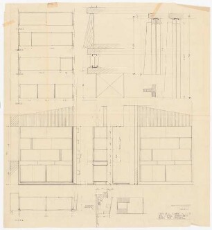 Fa. Thonet, Frankenberg/Eder. Thonet-Siedlung Wohnhaus Stoppel: Ansicht, Schnitte 1:10
