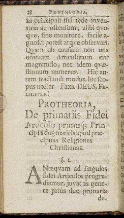 Protheoria, De primariis Fidei Articulis primisq; Principiis dogmaticis apud praecipuas Religones Christianas