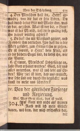 Von der göttlichen Fürsorge und Regierung.