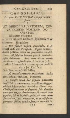 Cap. XXII. Lucae. Ex quo Christum consideraturi ...