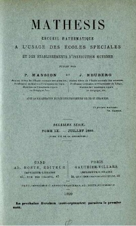 DEUXIÈME SÈRIE. TOME IX. - JUILLET 1899.