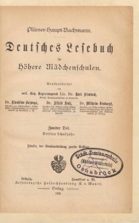 Teil 2 = 3. Schuljahr, [Schülerband]: [Teil 2 = 3. Schuljahr, [Schülerband]]