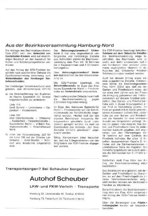 Aus der Bezirksversammlung Hamburg-Nord