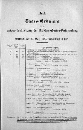 Tages-Ordnung No. 5. (43-56), 17. März 1915
