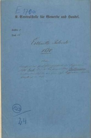Einführungspatent des Ingenieurs Joseph Rist und des Kaufmanns Max Kustermann in München auf die von ihnen näher beschriebene Reguliervorrichtung an Öfen