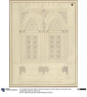 Berlin. Friedrichswerdersche Kirche. Aufriss und Grundriss des Hauptportals