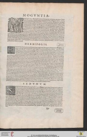 Moguntia (Mainz) / Herbipolis (Würzburg) / Sedunum (Sitten)