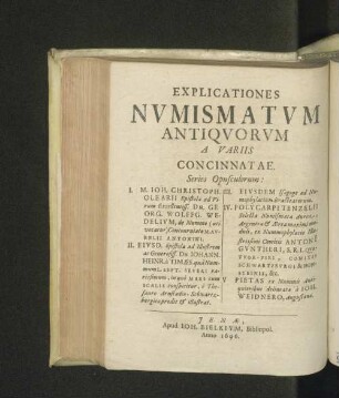 Explicationes nvmismatvm antiqvorvm a variis concinnatae.