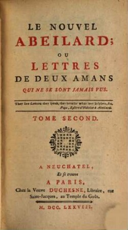 Le nouvel Abeilard ou lettres de deux amans qui ne se sont jamais vus, 2