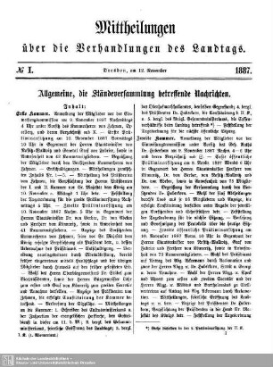 Allgemeine, die Ständeversammlung betreffende Nachrichten.