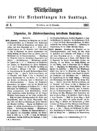 Allgemeine, die Ständeversammlung betreffende Nachrichten.
