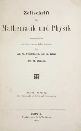 8: Zeitschrift für Mathematik und Physik