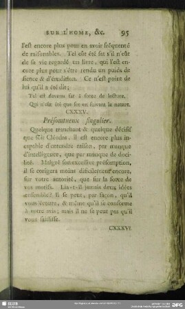 CXXXV. Préfomtueux singulier