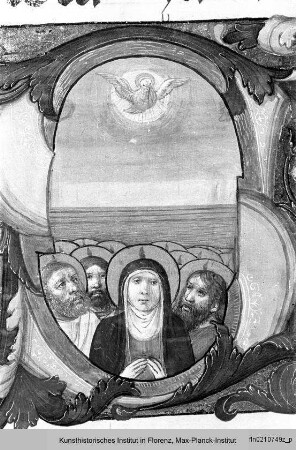Graduale : Buchseite mit historisierter Initiale S: Aussendung des Heiligen Geistes