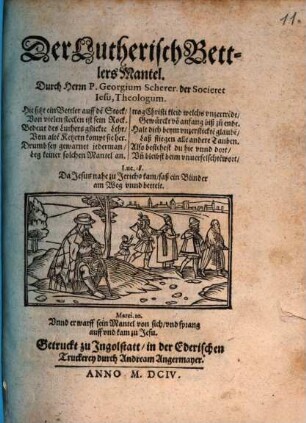 Der Lutherisch Bettlers Mantel