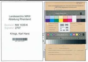 Entnazifizierung Karl Hans Krings , geb. 17.10.1912 (Kaufmann)