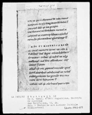 Augustinus, Excerpta ex operibus — Initiale O(mnipotens), Folio 1recto