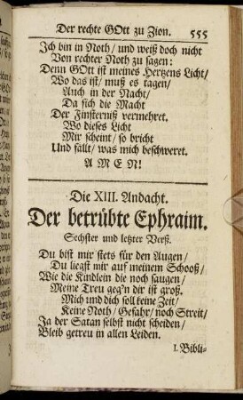 Die XIII. Andacht. Der betrübte Ephraim.