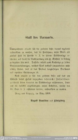 Statt des Vorworts