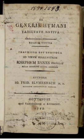 De Generis Hvmani Varietate Nativa