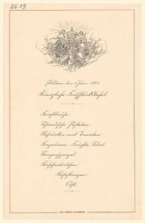 Menükarte : Königliche Frühstückstafel