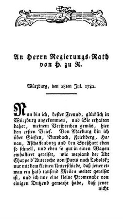 Würzburg, den 28ten Jul. 1782.