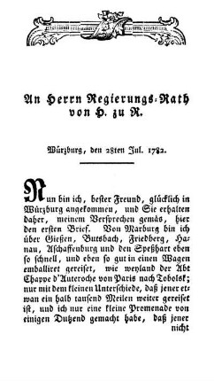 Würzburg, den 28ten Jul. 1782.