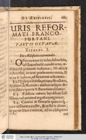 Juris Reformati Francofurtani Partis Octavae