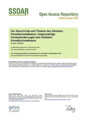 Zur Geschichte und Theorie des Globalen Konstitutionalismus: Gegenwärtige Herausforderungen des Globalen Konstitutionalismus