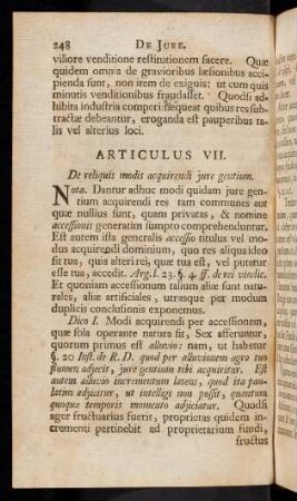 248-258, Articulus VII. Nota. Dantur adhuc modi quidam jure gentium ...