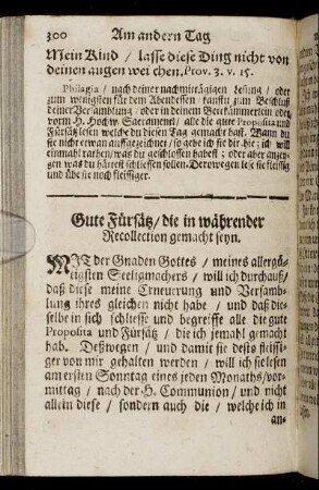 Gute Fürsätz / die in währender Recollection gemacht seyn.