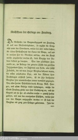 Reichtum der Gebirge um Freyberg