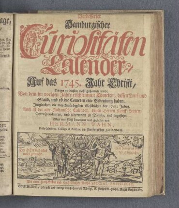1745: Verbesserter hamburgischer Curiositäten-Calender
