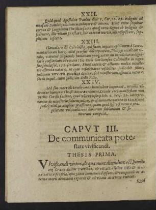 Caput III. De communicata potestate vivificandi.