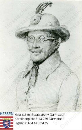 Erbach-Fürstenau, Wilhelm Ludwig Friedrich Graf zu (1788-1865) / Porträt mit Hut, leicht rechtsgewandte, rechtsvorblickende Halbfigur