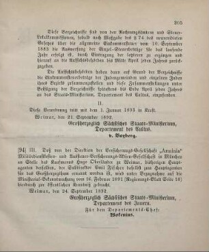 94. Ministerial-Bekanntmachung, den Wechsel in der Hauptagentur der Versicherungs-Gesellschaft "Arminia" Militärdienstkosten- und Aussteuer-Versicherungs-Aktien-Gesellschaft in München betreffend