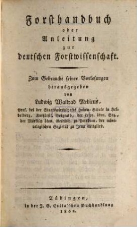 Forsthandbuch : oder Anleitung zur deutschen Forstwissenschaft