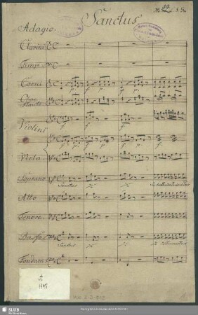 Sanctus - Mus.2-D-513 - Mus.2-D-513a : Coro, orch, bc - d; BemN V.14, ForN 1.2/11