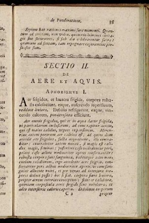 Sectio II. De Aere et Aquis.