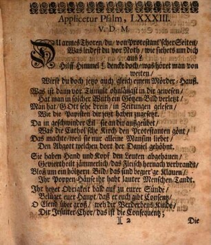 Das klagende und Rach-schreyende Protestanten-Blut : Bey der harten Execution in Thoren am 7. Dec. des 1724 Jahrs, als auch einige Monath vorhero daelbst ein Tumult durch einen Lutherischen und Päpstlichen Gymnasiasten entstanden gewesen, unter welchen auf beyden die Kirchen angegriffen und denen Catholischen einige Bilder sind runiniret und entheiliget worden ... Nebst Des Herrn Präsidenten Rößners letzte Todes-Gedancken im Gefängniß, so er selbstaufgesetzet