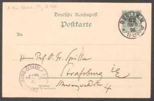 Postkarte an Friedrich Spitta : 28.05.1896