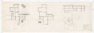 Wohnhaus Dr. Gnichwitz, Herten Vorentwurf 3: Grundriss, Längssschnitt 1:100, Lageplan 1:500