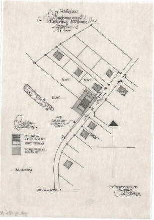 Gsaenger, Gustav; Moosburg (Bayern); Südchemie, Umspannwerk - Tekturplan (Lageplan 1)