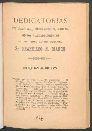 Dedicatorias en oratorias, pensamientos, cartas, versos y agradecimientos