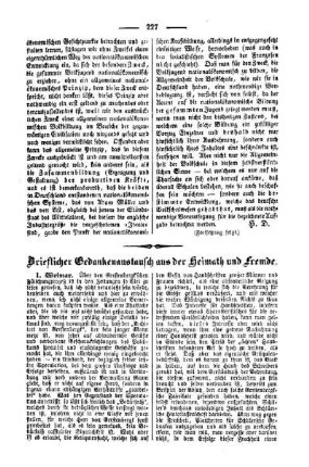 Brieflicher Gedankenaustausch aus der Heimath und Fremde