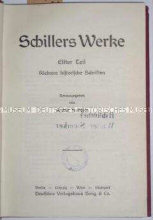 Schillers Werke, Teil 11