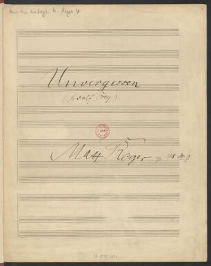 Unvergessen. Arr; V, pf; fis-Moll; RWV op. 48,7; op. 48,7