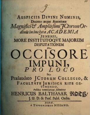 Disp. de occisore impuni