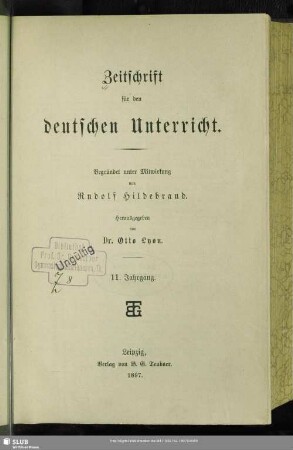 11.1897: Zeitschrift für den deutschen Unterricht