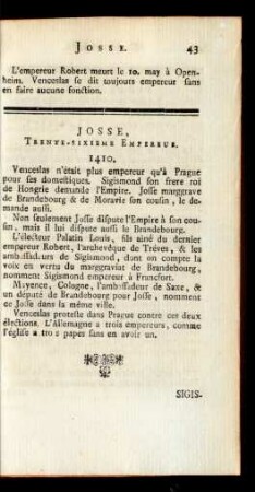 Josse, Trente-Sixieme Empereur